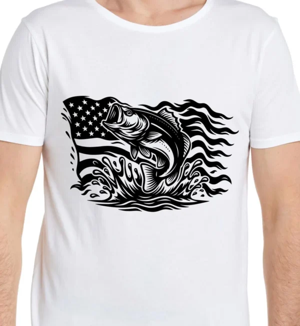 Bass Fishing American Flag SVG Patriotic Fisherman Cut File USA Fish svg for Cricut & Silhouette - Image 2